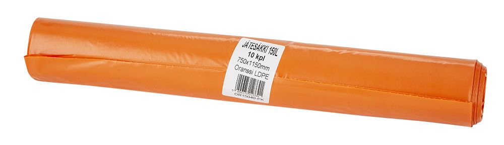 Clean Jätesäkki 150L LD oranssi 750x1150mm/0,04 10kpl yrityksille