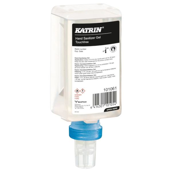 Katrin Touchfree Hand Sanitizer Gel hajusteeton käsihuuhdegeeli 500 ml 12 kpl yrityksille