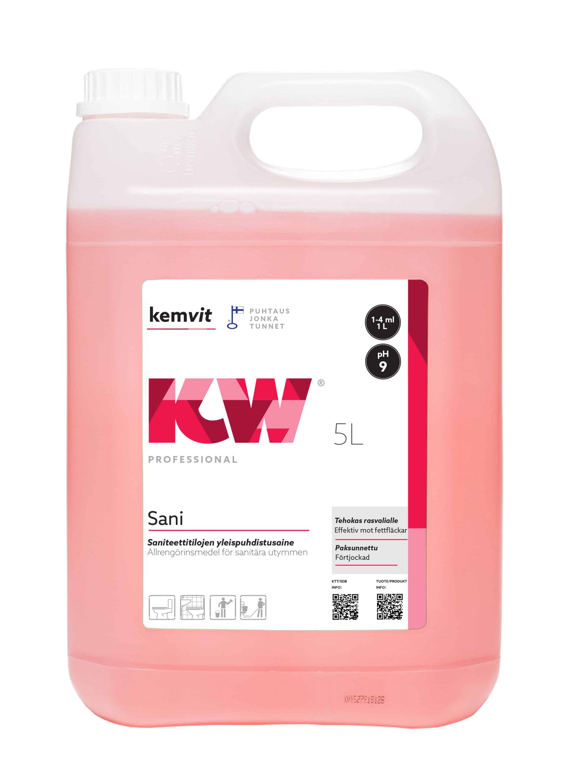 KW Sani saniteettitilojen puhdistusaine 5L – 184965 yrityksille