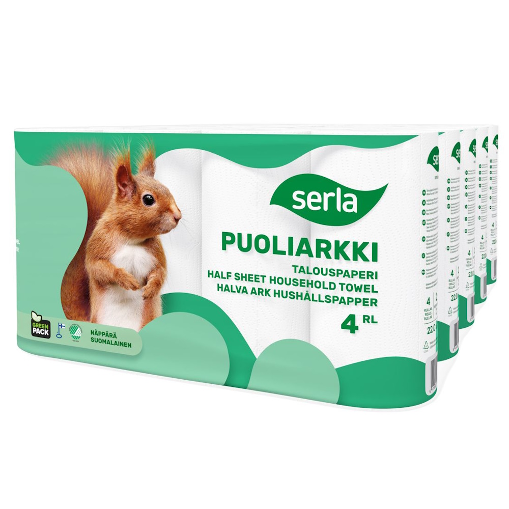 Serla puoliarkki talouspaperi 2-krs valkoinen 11,2m x 20rll yrityksille
