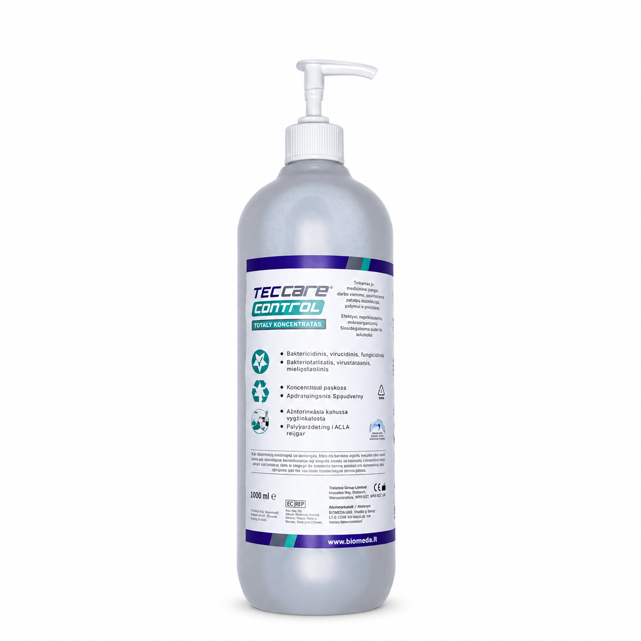 TECcare® Control pesevä desinfiointitiiviste 1 L pumppupullo yrityksille