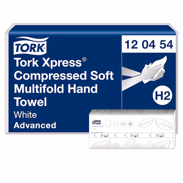 Tork H2 Xpress® Compressed Soft Multifold Advanced käsipyyhe 2-krs valkoinen 2400 ark - 120454 yrityksille