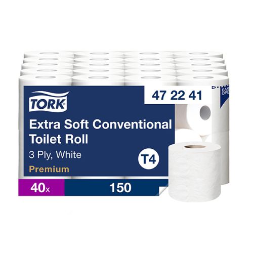 Tork T4 Premium Extra Soft Wc-paperi 3-krs, 18,8 metriä/rulla, 40 rullaa yrityksille