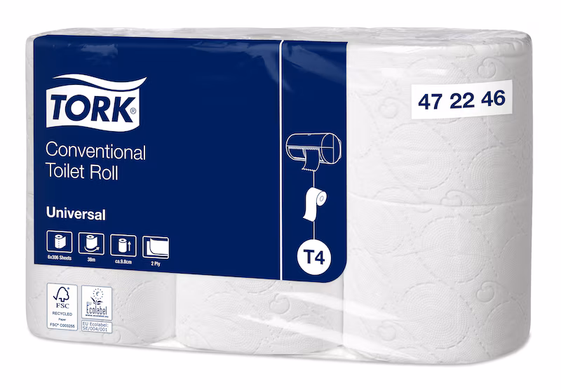 Tork T4 Universal wc-paperi 2-krs, 38,30 metriä/rulla, 42 rullaa yrityksille